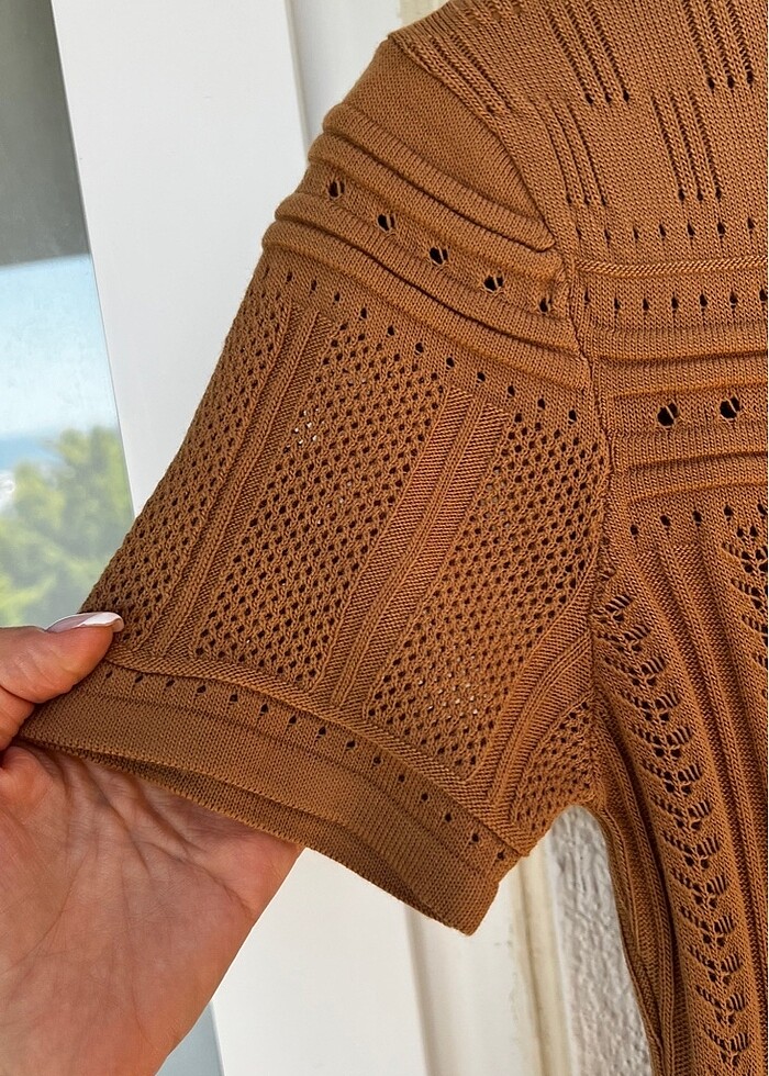 TABA RENK TRİKO ELBİSE MİLLA S BEDEN - Görsel 4