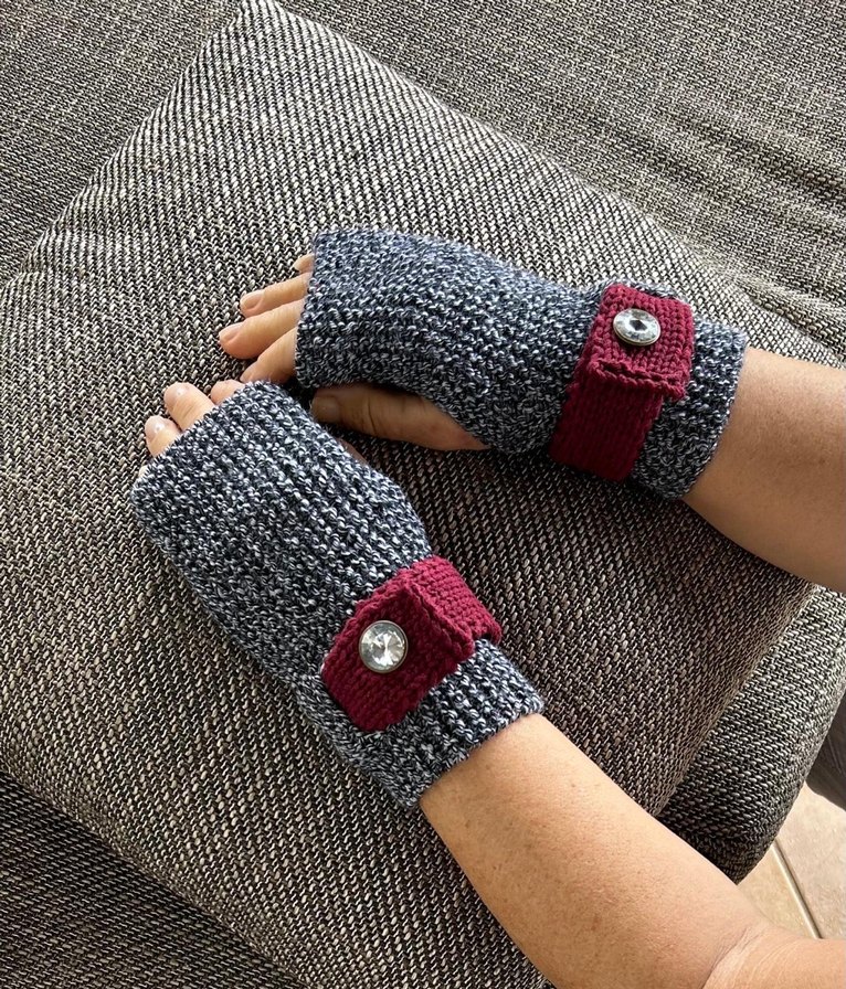 Bohem Gri Örgü Kadın Eldiveni - Görsel 4