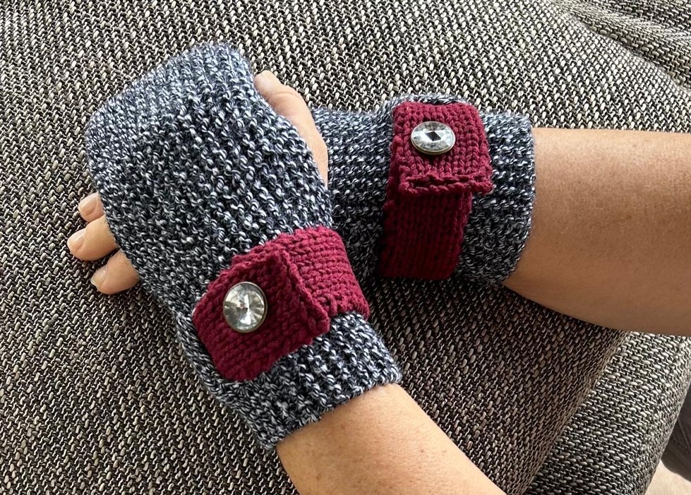 Bohem Gri Örgü Kadın Eldiveni - Görsel 2