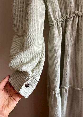 Bej Kadın Uzun Keten Elbise - Görsel 4