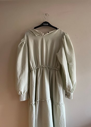 Bej Kadın Uzun Keten Elbise - Görsel 3