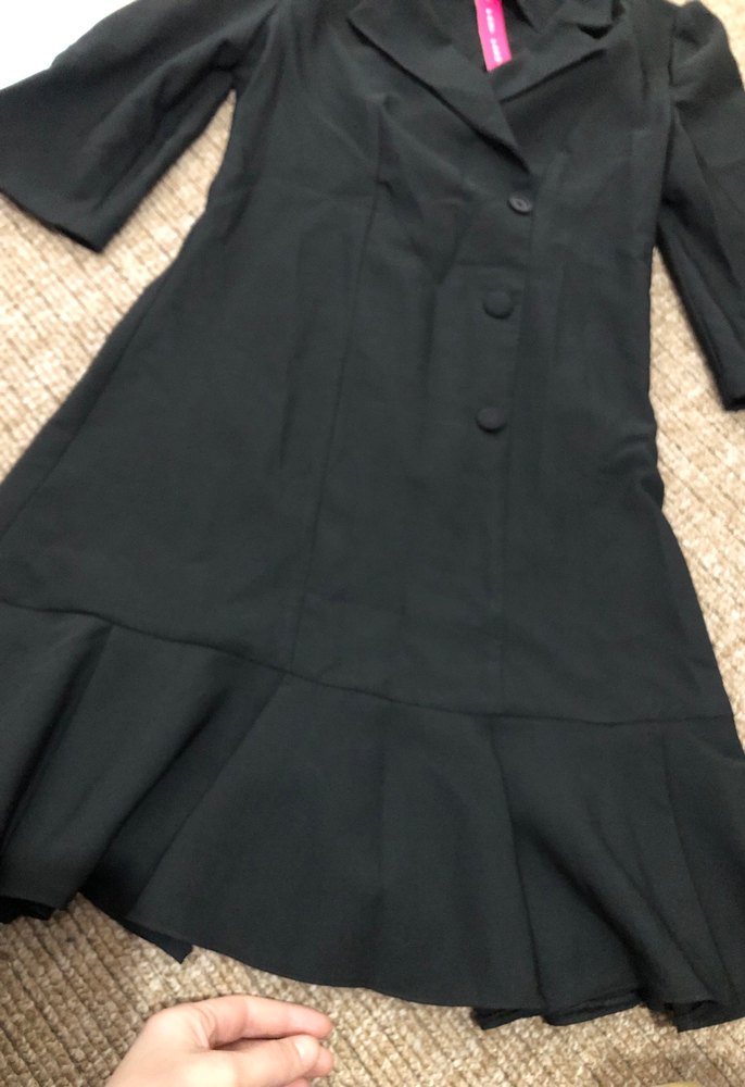 Düğmeli Siyah Uzun Kadın elbise - Görsel 2