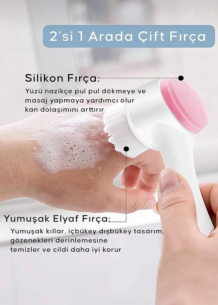 ÇİFT TARAFLI YÜZ TEMİZLEME FIRÇASI - Görsel 2