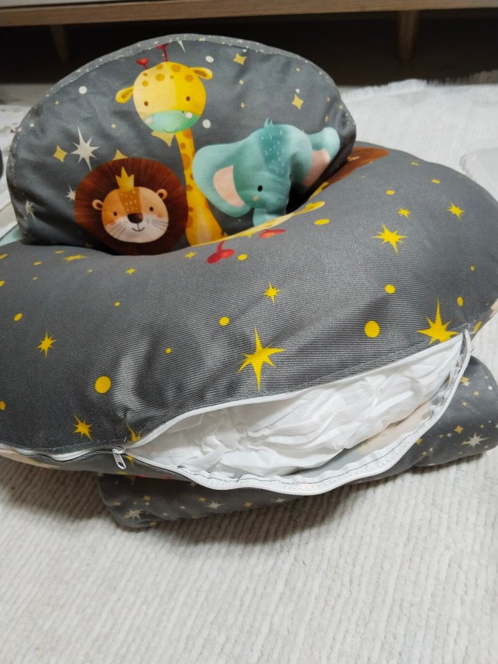 Desenli Gri Emzirme ve Hamile Yastığı - Görsel 5