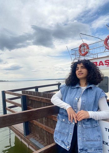 Kadın Mavi Düğmeli Kolsuz Denim Ceket