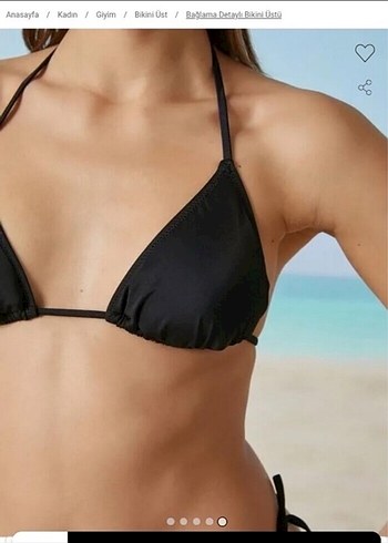 Siyah İp Askılı Mini Bikini Üstü