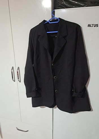 Düğmeli Siyah Kadın Blazer Ceket - Görsel 2