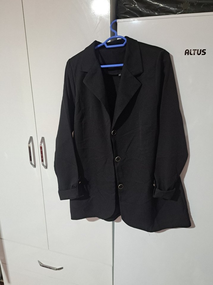 Düğmeli Siyah Kadın Blazer Ceket - Görsel 2