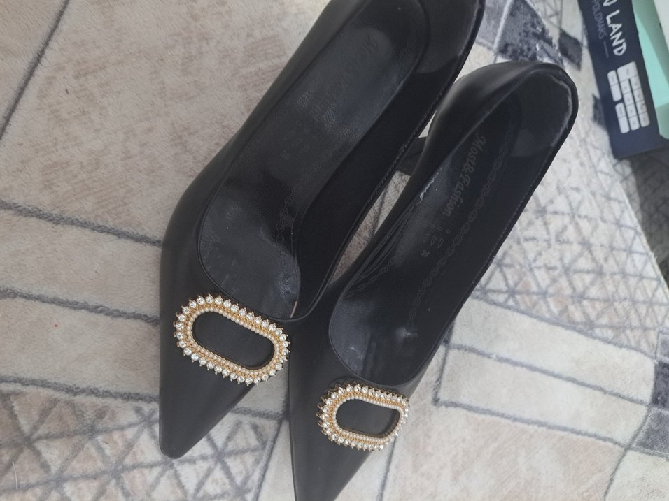 Siyah Parlak Yılan li Tokalı Stiletto - Görsel 3