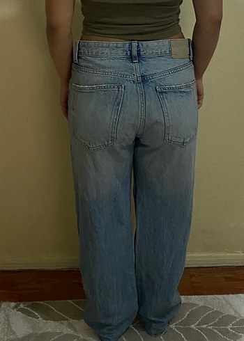 Gri Bol Kesim Midi Denim Kadın Pantolon - Görsel 6