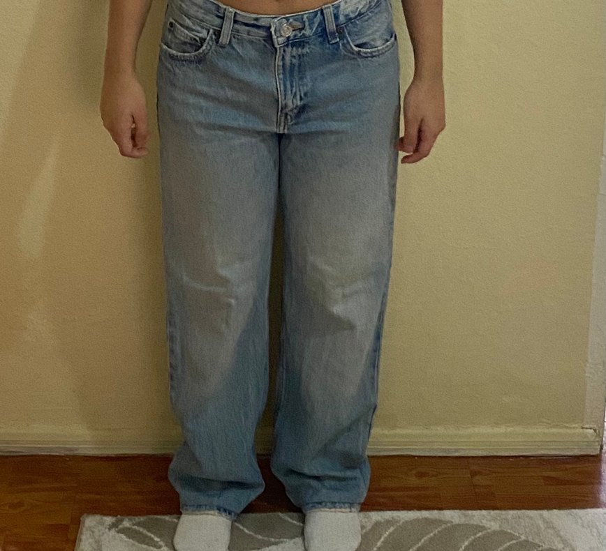 Gri Bol Kesim Midi Denim Kadın Pantolon - Görsel 5