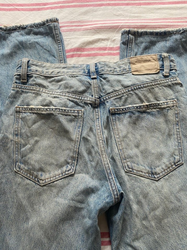 Gri Bol Kesim Midi Denim Kadın Pantolon - Görsel 4