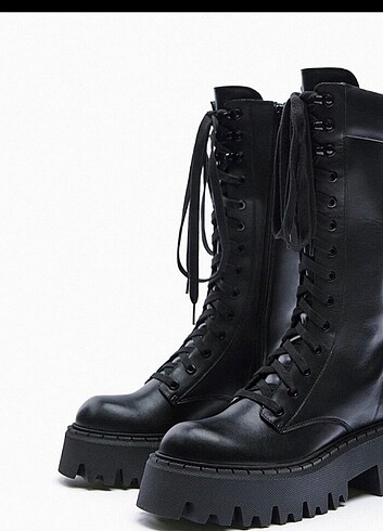 Zara Siyah deri gotik topuklu çizme