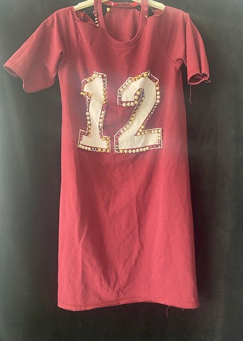 Bordo Zincir Detaylı elbise - Görsel 2