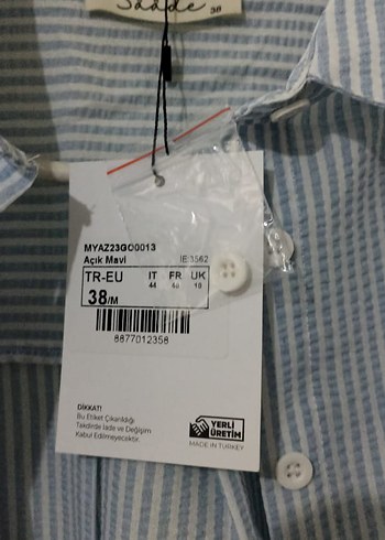 Düğmeli Mavi Çizgili Kadın Gömlek - Görsel 4