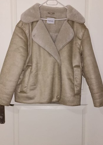 Kürklü Bej Deri Kadın Ceket - Görsel 2