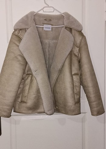 Kürklü Bej Deri Kadın Ceket - Görsel 3