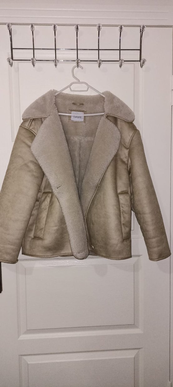 Kürklü Bej Deri Kadın Ceket - Görsel 3