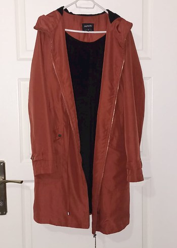 Kiremit rengi Kadın Uzun Fermuarlı Yağmurluk - Görsel 2