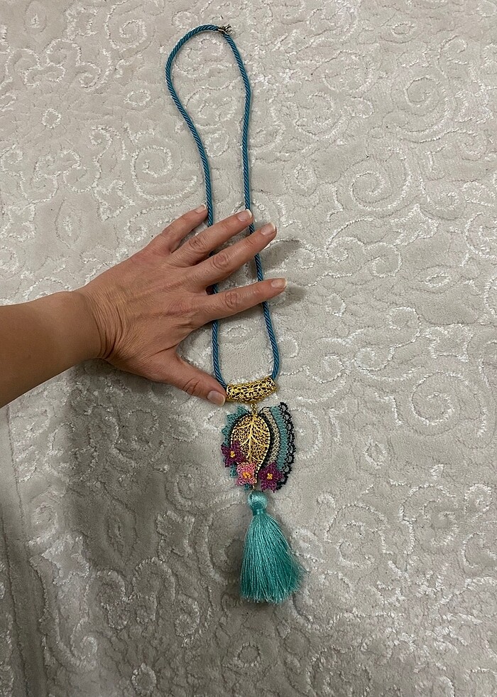 İğne oyalı kolye - Görsel 3