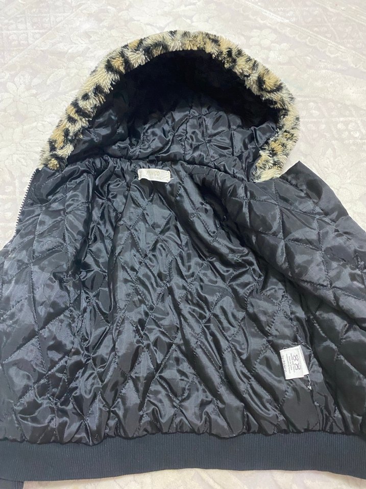 Leopar Desenli Kapüşonlu çocuk Suni Kürk - Görsel 2