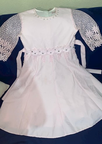 Kız Çocuk Dantelli Pembe Elbise