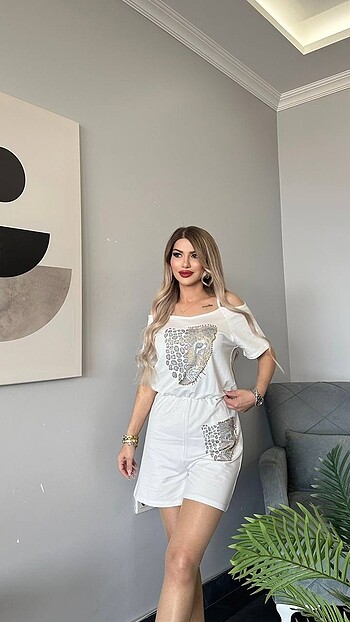 s Beden beyaz Renk Taş detaylı lüks Tulum