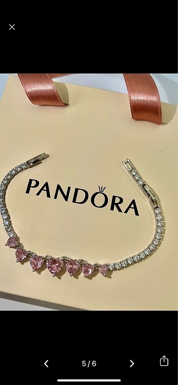 PANDORA PEMBE KALPLİ BİLEKLİK