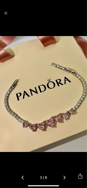  Beden PANDORA PEMBE KALPLİ BİLEKLİK