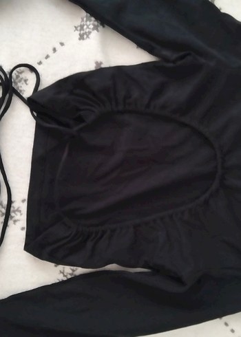 MNG marka uzun kollu arkadan açık bağcıklı badi - Görsel 5