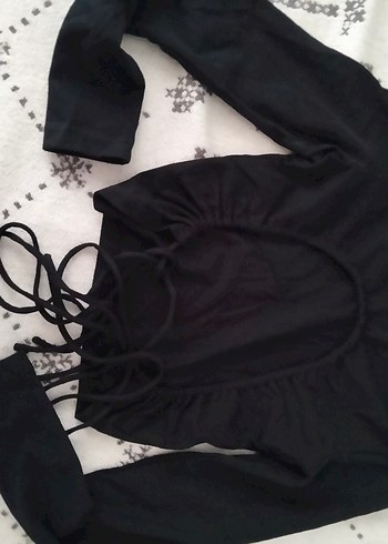 MNG marka uzun kollu arkadan açık bağcıklı badi - Görsel 6