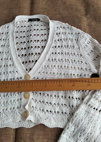 pamuklu mini boy uzun kollu hırka - Görsel 4