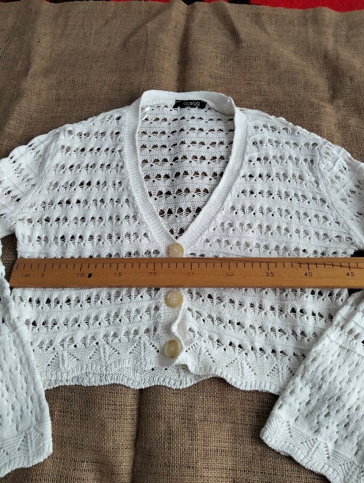 pamuklu mini boy uzun kollu hırka - Görsel 5