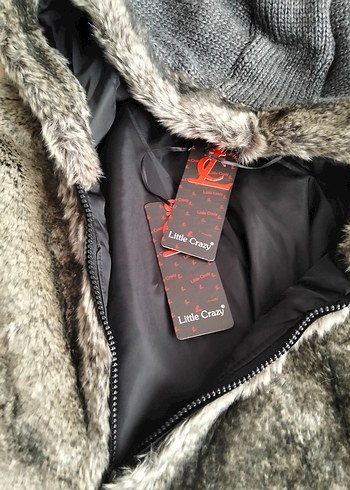 Kapüşonlu Gri Kadın Kürklü Yelek - Görsel 2