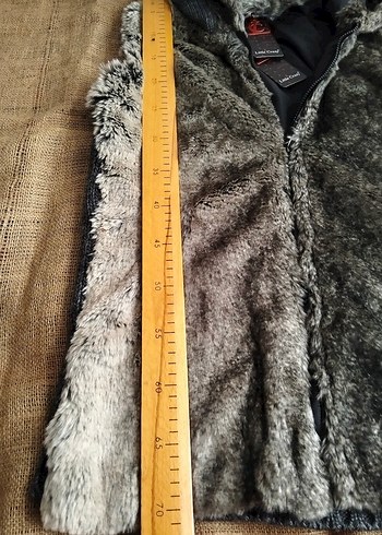 Kapüşonlu Gri Kadın Kürklü Yelek - Görsel 4