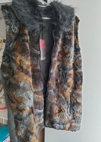 Kahverengi Kürklü Midi Kadın Yelek - Görsel 2