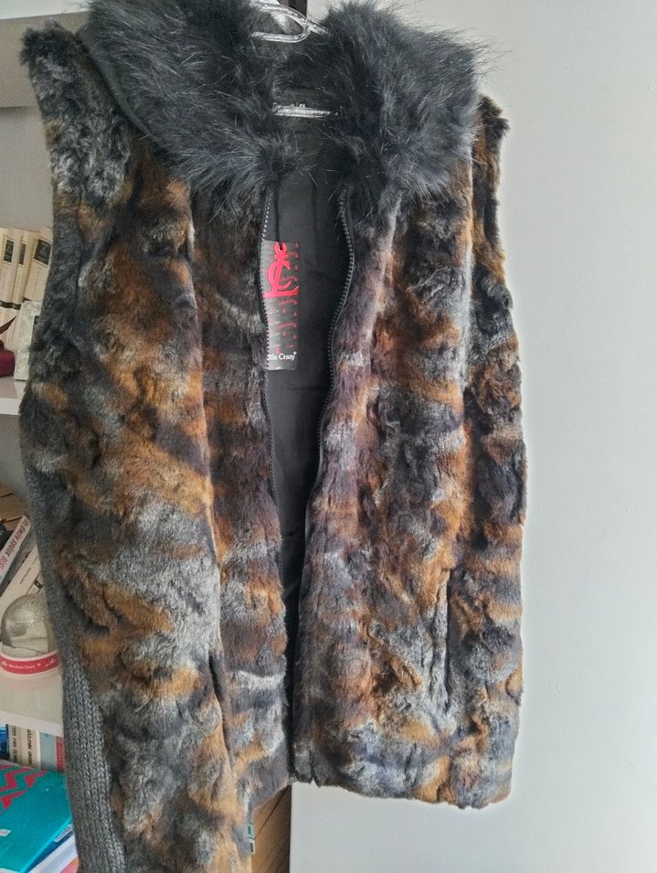 Kahverengi Kürklü Midi Kadın Yelek - Görsel 2