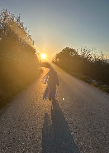 Mavi Bohem Uzun Kollu Uzun Elbise modanisa - Görsel 4