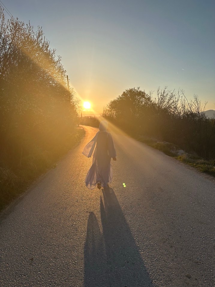 Mavi Bohem Uzun Kollu Uzun Elbise modanisa - Görsel 4