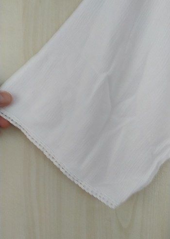 s Beden Dantel Detaylı Beyaz Bohem Bluz