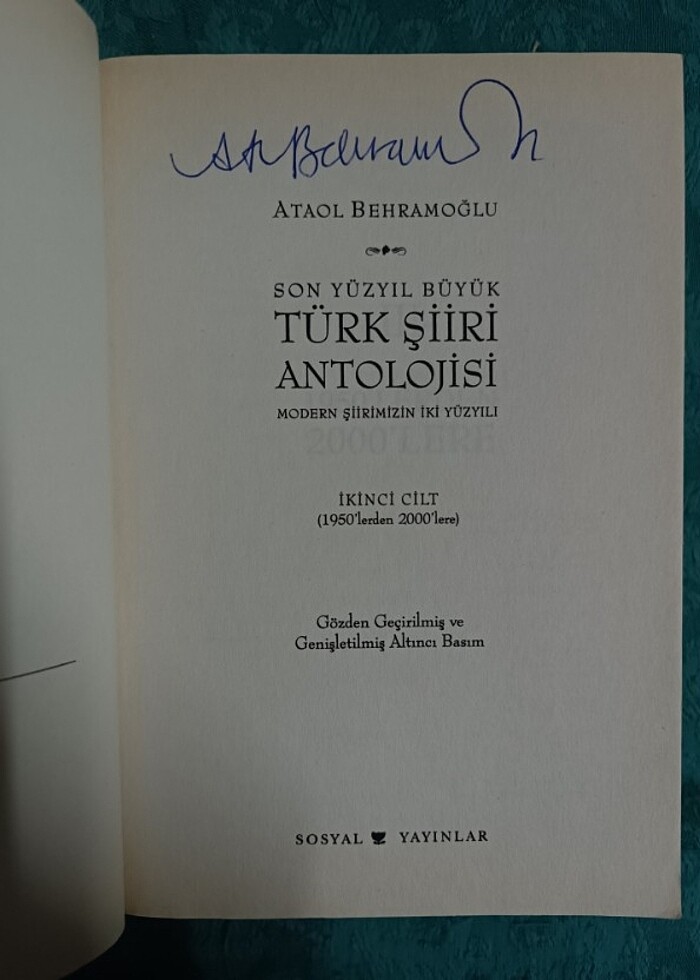 Ataol Behramoğlu Büyük Türk Şiiri Antolojisi (imzalı) - Görsel 4