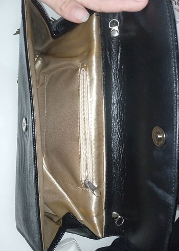 Siyah Yılan Derisi Desenli Deri Tokalı Kadın Portföy Çanta - Görsel 3