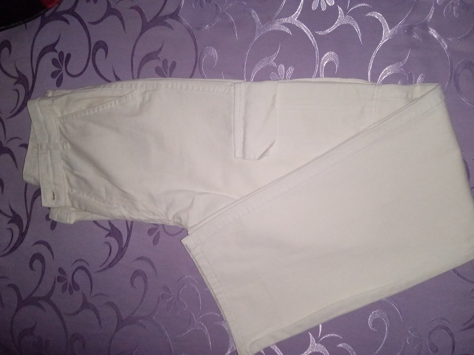 Beyaz Pamuklu Mom slim Kadın  Pantolon - Görsel 2