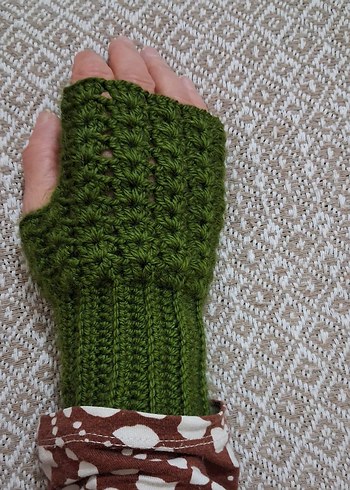 Örgü Kadın Eldiven Yeşil Bohem - Görsel 2