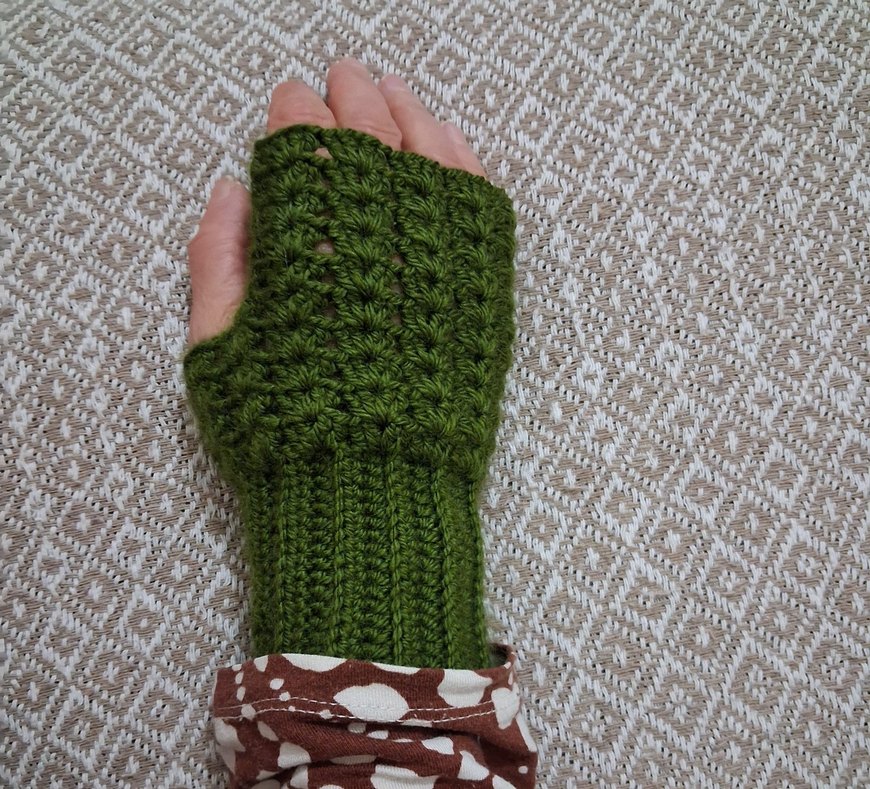 Örgü Kadın Eldiven Yeşil Bohem - Görsel 2