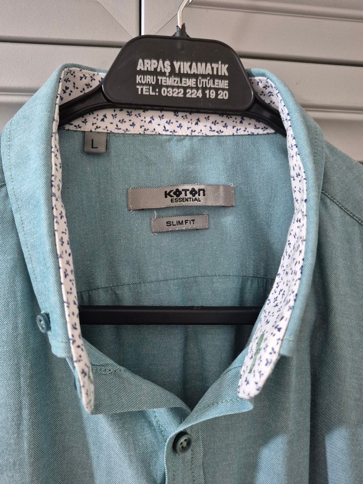 Düğmeli Mavi Erkek Gömlek - Görsel 2