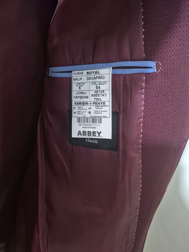 Bordo Erkek Ofis Ceketi, Düğmeli, Modern Klasik - Görsel 2