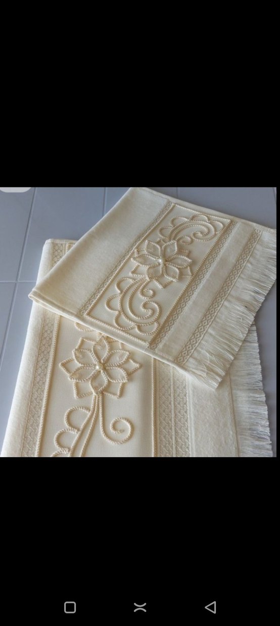 İşlemeli Beyaz havlu kenarı angelez el yapımı - Görsel 2