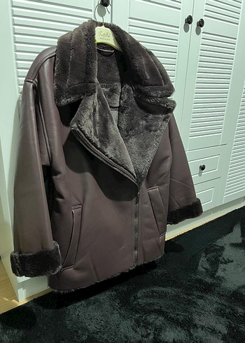 Kahverengi Deri Kürklü Midi Ceket - Görsel 3