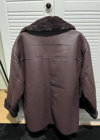 Kahverengi Deri Kürklü Midi Ceket - Görsel 2